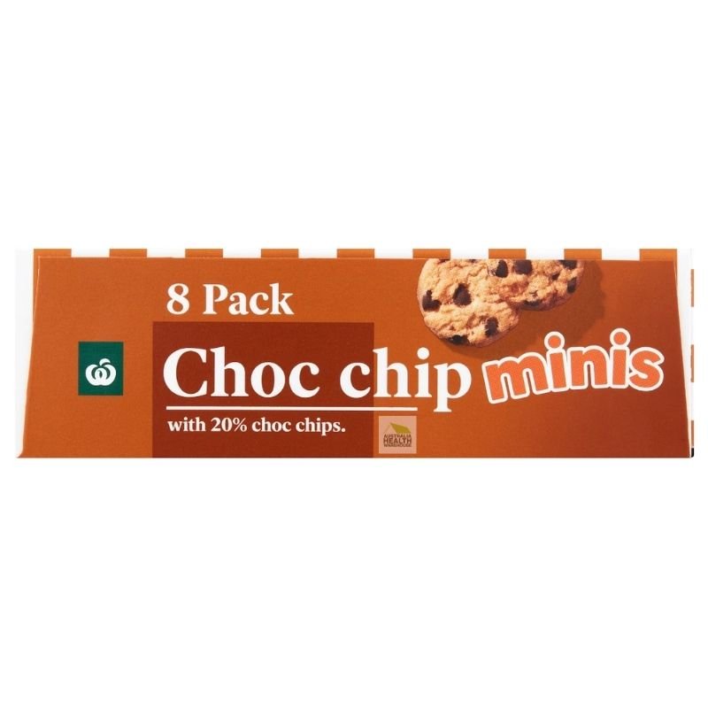 [CLEARANCE Expiry Date: 24/07/2026] Woolworths Choc Chip Cookies Minis 8 Pack