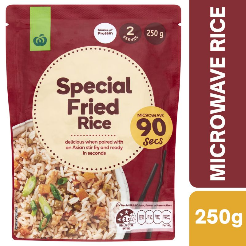 [CLEARANCE Expiry Date: 22/07/2026] Woolworths Microwave Special Fried Rice 250g