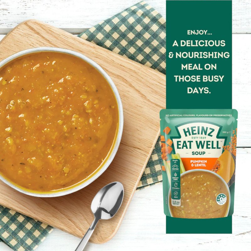 [Expiry Date: 19/02/2027] Heinz Eat Well Soup Pouch Pumpkin & Lentil 380g