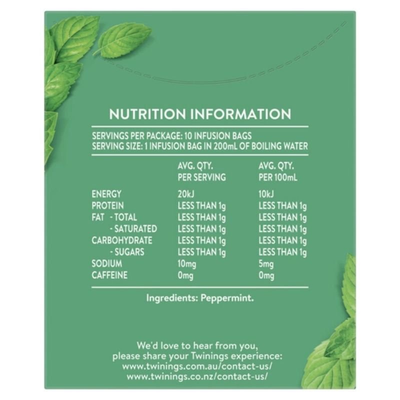 [Expiry: 02/10/2028] Twining's Pure Peppermint Infusions Tea Bags 10 Pack