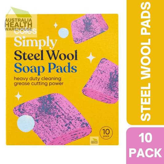 Coles Simply Steel Wool Soap Pads 10 Pack