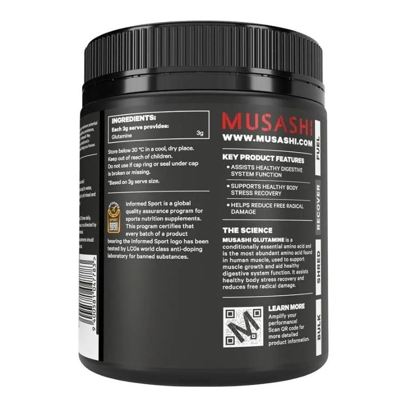 [Expiry: 05/2027] Musashi Glutamine Unflavoured 350g