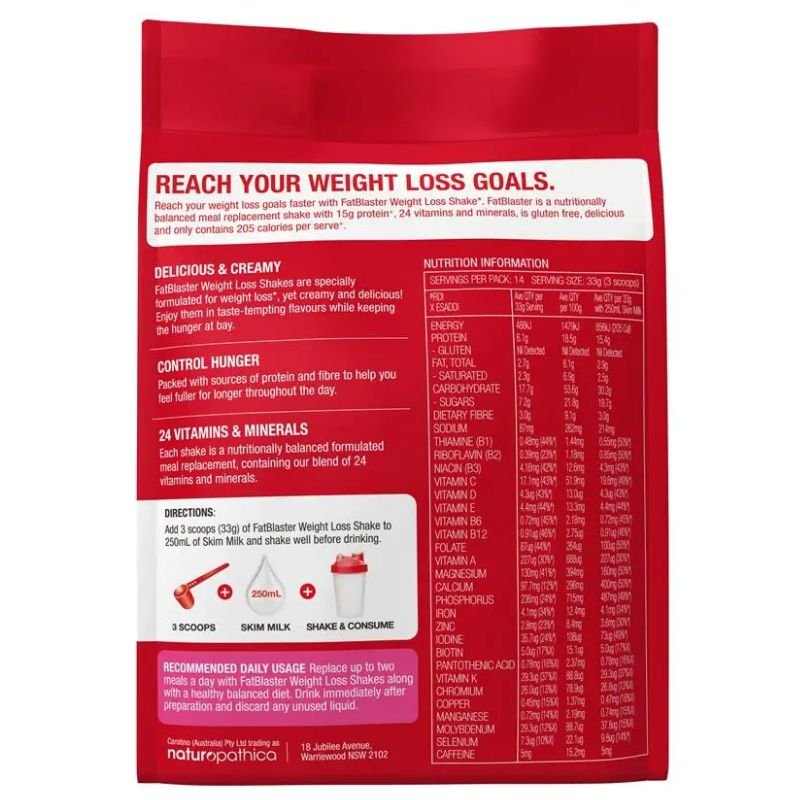 [Expiry Date: 02/2028] Naturopathica FatBlaster Weight Loss Raspberry Ripple Shake 430g