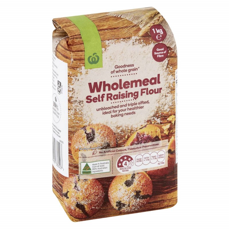 [CLEARANCE Expiry Date: 30/09/2026] Woolworths Wholemeal Self Raising Flour 1kg