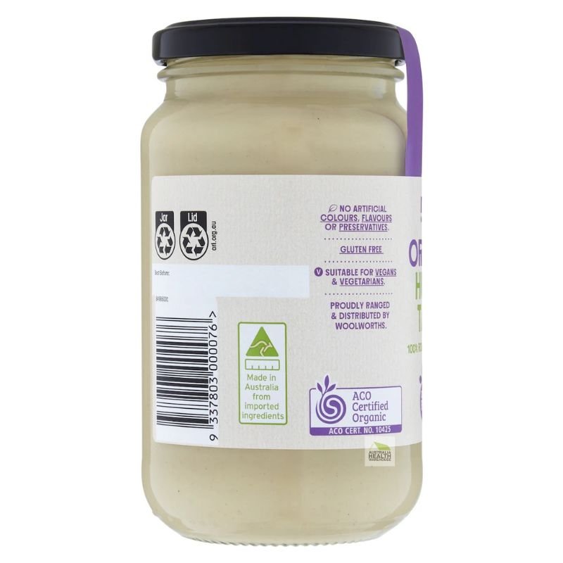 [Expiry Date:02/02/2028] Woolworths Macro Organic Hulled Tahini Spread 375g