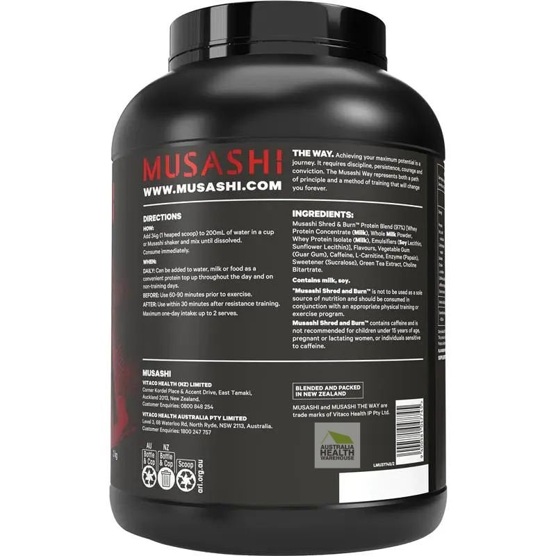 [Expiry: 06/05/2027] Musashi Shred & Burn Vanilla Milkshake Flavour 2kg