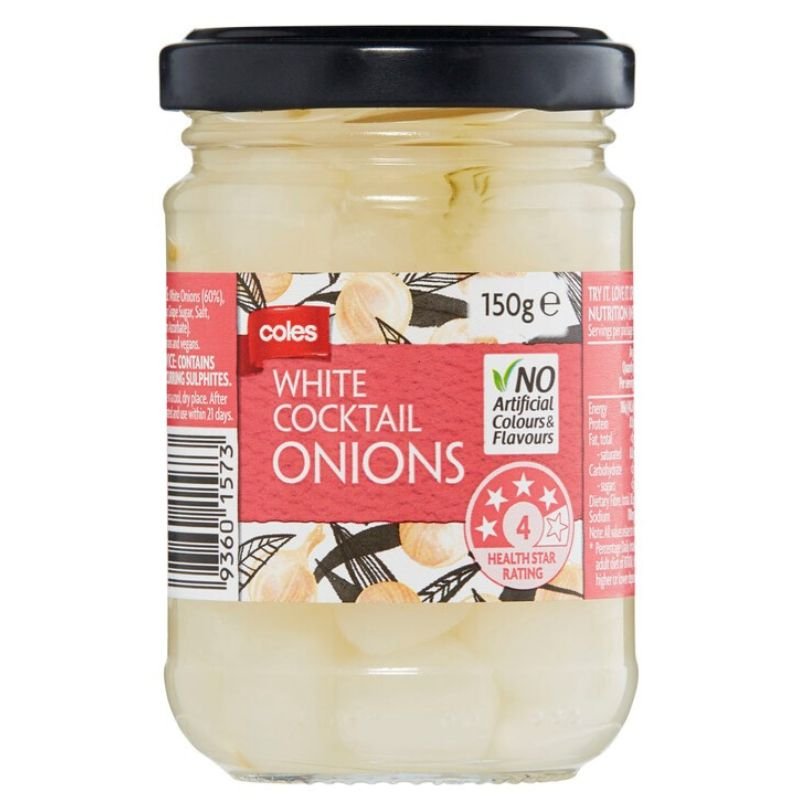 [Expiry: 30/10/2027] Coles Onions Cocktail White 150g