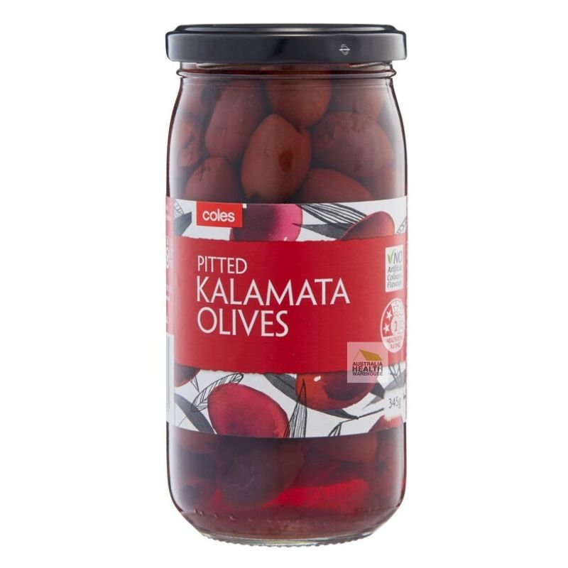 [Expiry: 14/04/2027] Coles Kalamata Olives Pitted in Brine 345g