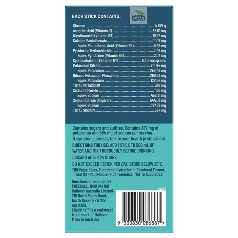 [Expiry: 11/2026] Liquid I.V. Hydration Multiplier 10 Powder Sticks - Lemon Lime Flavour
