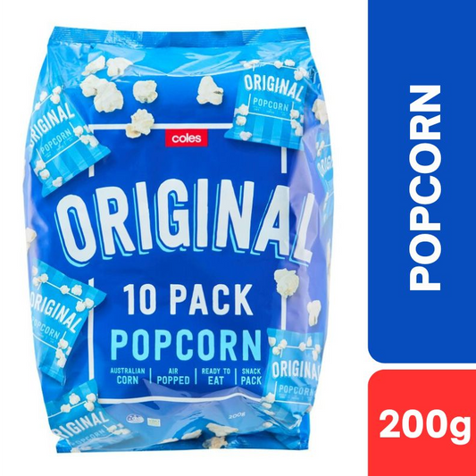 [CLEARANCE Expiry Date: 22/06/2026] Coles Original Popcorn 10 Pack 200g