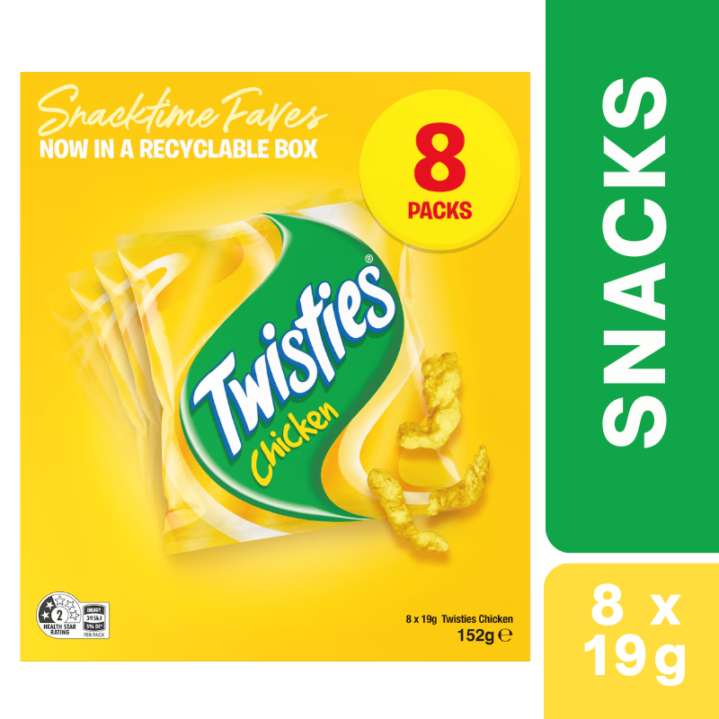 [CLEARANCE Expiry: 29/11/26] Twisties Chicken 19g x 8 Pack
