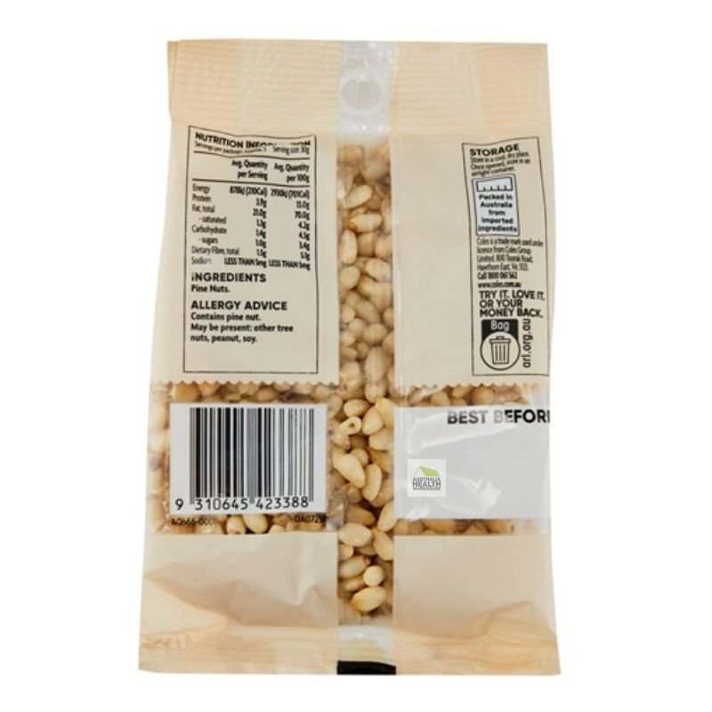 [Expiry Date: 12/10/2026] Coles Whole Toasted Pine Nuts 100g