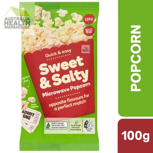 [Expiry: 02/06/2026] Woolworths Sweet & Salty Microwave Popcorn 100g
