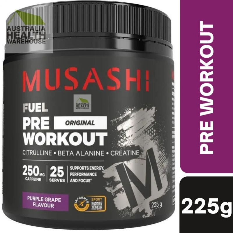 [Expiry: 27/09/2026] Musashi Pre-Workout Powder Purple Grape Flavour 225g