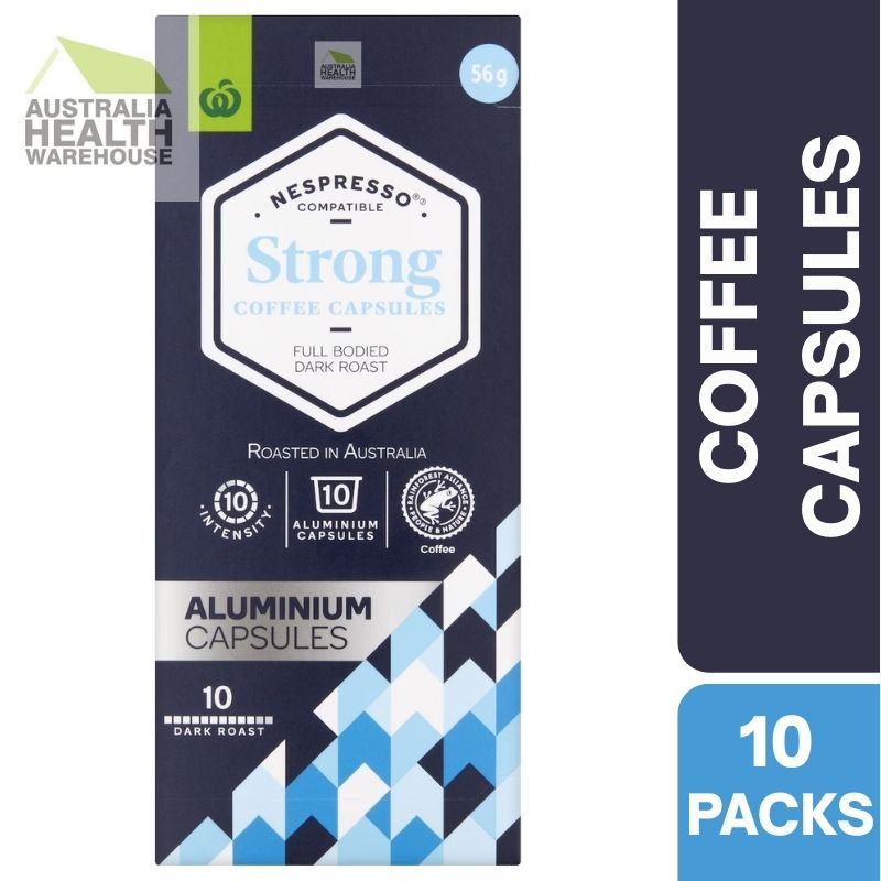[Expiry: 01/10/2026] Woolworths Nespresso Compatible Coffee Capsules Strong 10 Pack 56g