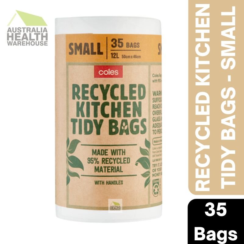 Coles Recycled Kitchen Tidy Bags with Handles Small 35 Pack