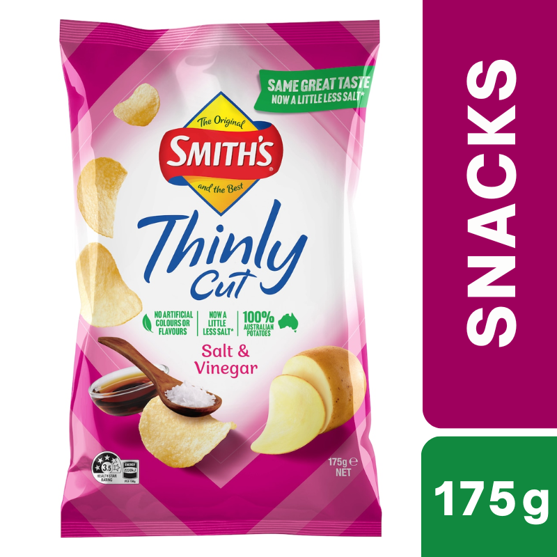 [CLEARANCE Expiry: 04/10/26] Smith's Thinly Cut Salt & Vinegar 175g
