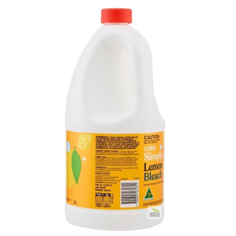 [Expiry Date: 26/02/2027]  Coles Simply Lemon Bleach 2 Litre