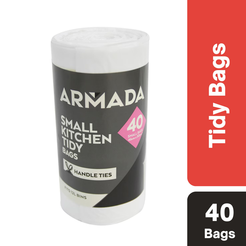 Armada Kitchen Tidy Bags With Handle Ties Small Roll 40 pack