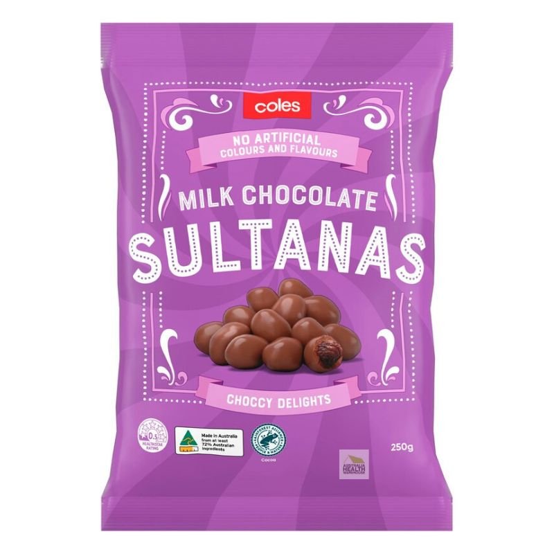 Coles Milk Chocolate Sultanas 250g