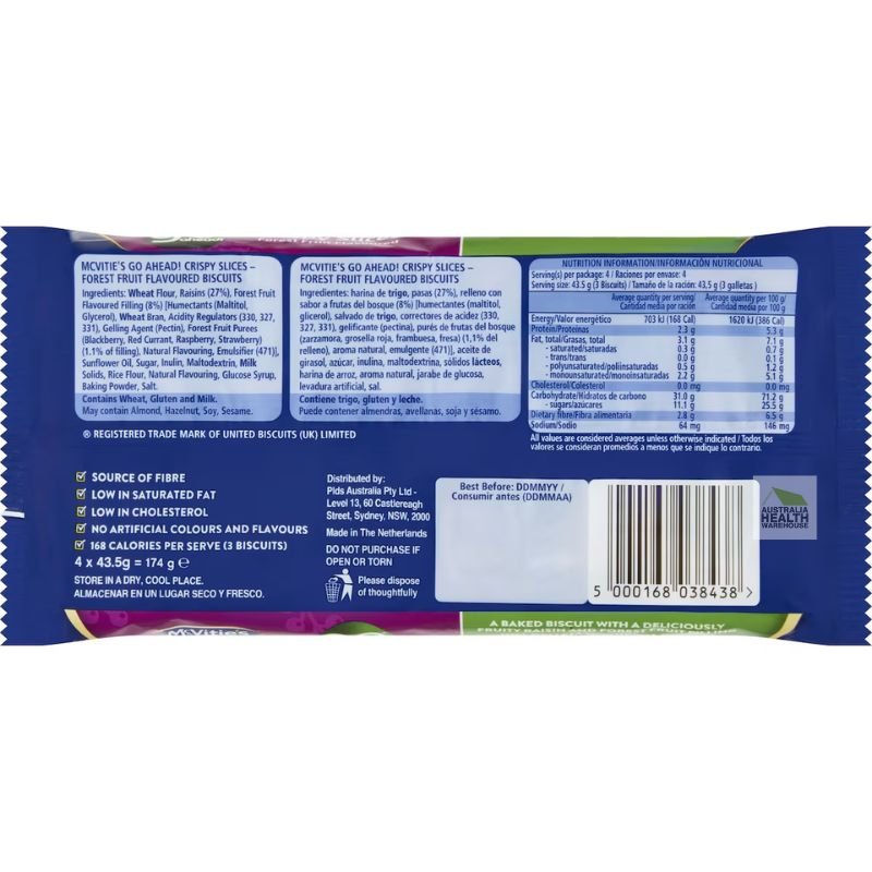[CLEARANCE Expiry Date: 16/10/2025] McVitie’s Healthier Choice Go Ahead Biscuits Forest Fruits 4 Pack 174g