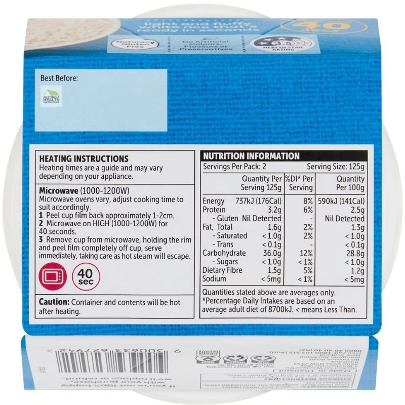 [Expiry: 11/10/2026] Woolworths Long Grain Rice Microwave Cups 2 Pack (2 x 125g)