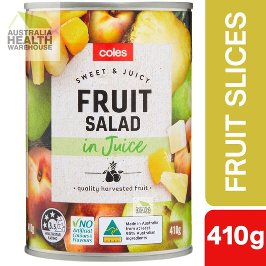 [Expiry Date: 08/2027]  Coles Australian Fruit Salad in Juice 410g