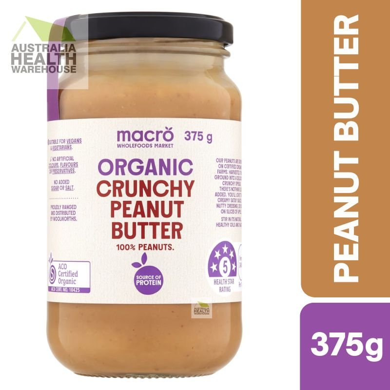 [Expiry: 04/09/2026] Woolworths Macro Organic Crunchy Peanut Butter 375g