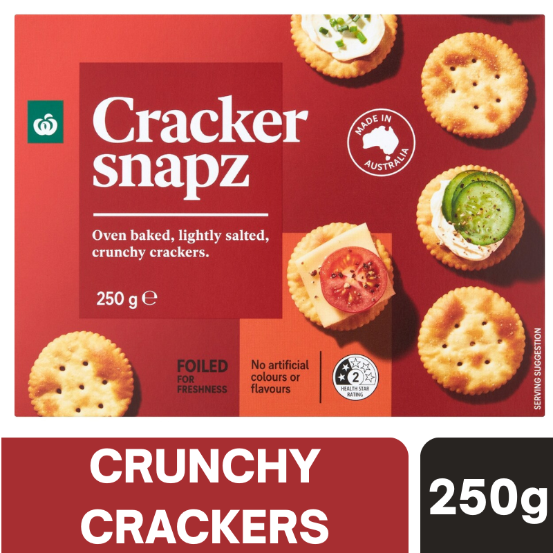 [CLEARANCE Expiry Date: 25/04/2026] Woolworths Cracker Snapz 250g