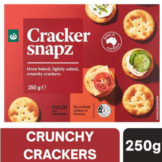 [CLEARANCE Expiry Date: 25/04/2026] Woolworths Cracker Snapz 250g