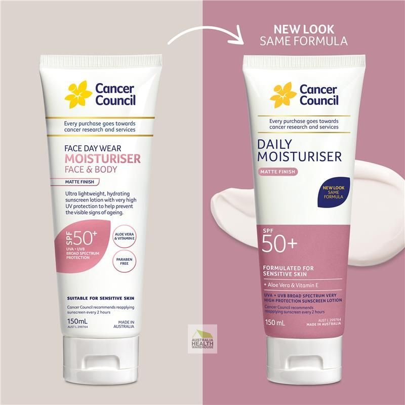 [Expiry: 03/2027] Cancer Council Daily Moisturiser for Face & Body SPF 50+ Sunscreen 150mL (Pink)