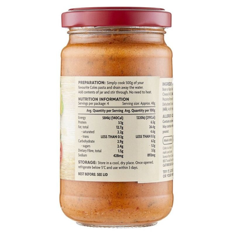 [Expiry Date: 12/04/2028] Coles Pesto Sundried Tomato 190g