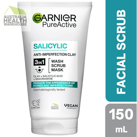 Garnier Pure Active 3 in 1 Wash, Scrub & Mask 150mL