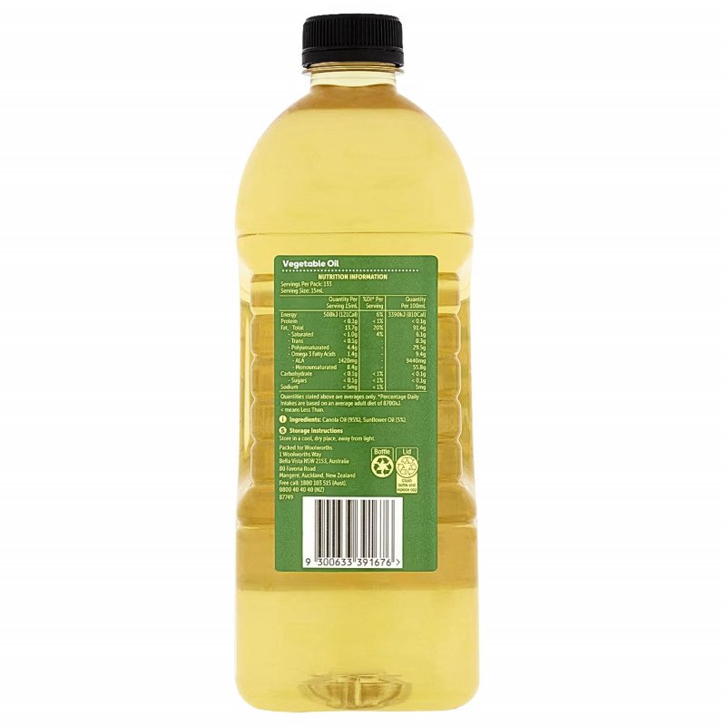 [Expiry Date: 20/06/2027] Woolworths Blended Vegetable Oil 2 Litre