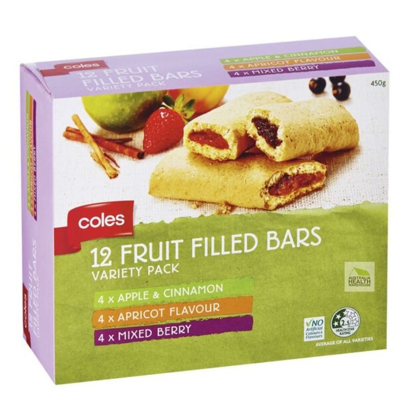 Coles Fruit Filled Bars 12 Variety Pack 450g