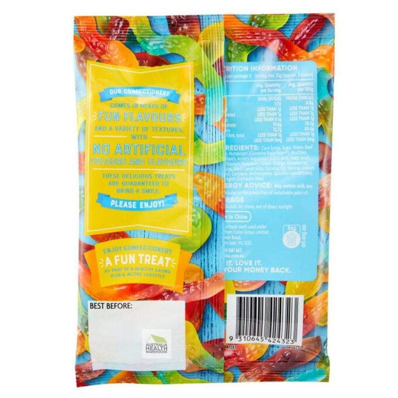 [CLEARANCE Expiry Date: 05/06/2026] Coles Snakes Lollies 150g