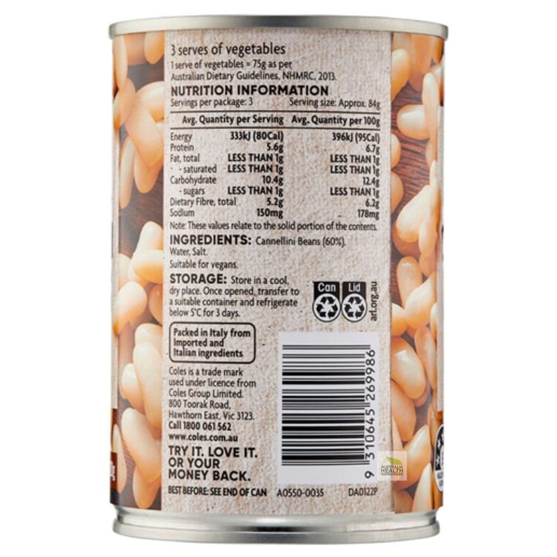 [Expiry Date: 10/03/2028] Coles Beans Cannellini 420g
