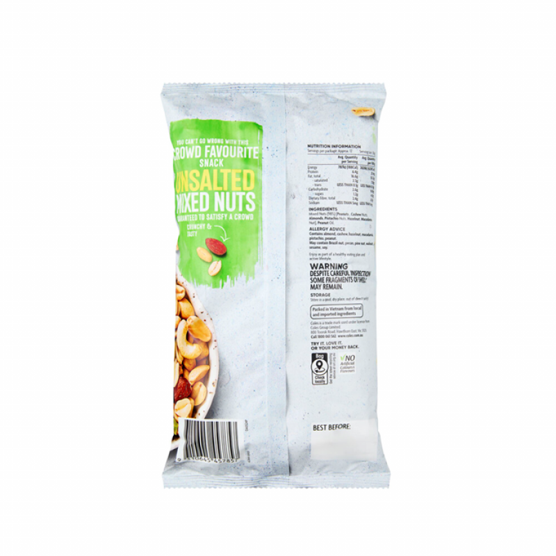 [Expiry Date: 09/10/2026]  Coles Mixed Nuts Unsalted  375g