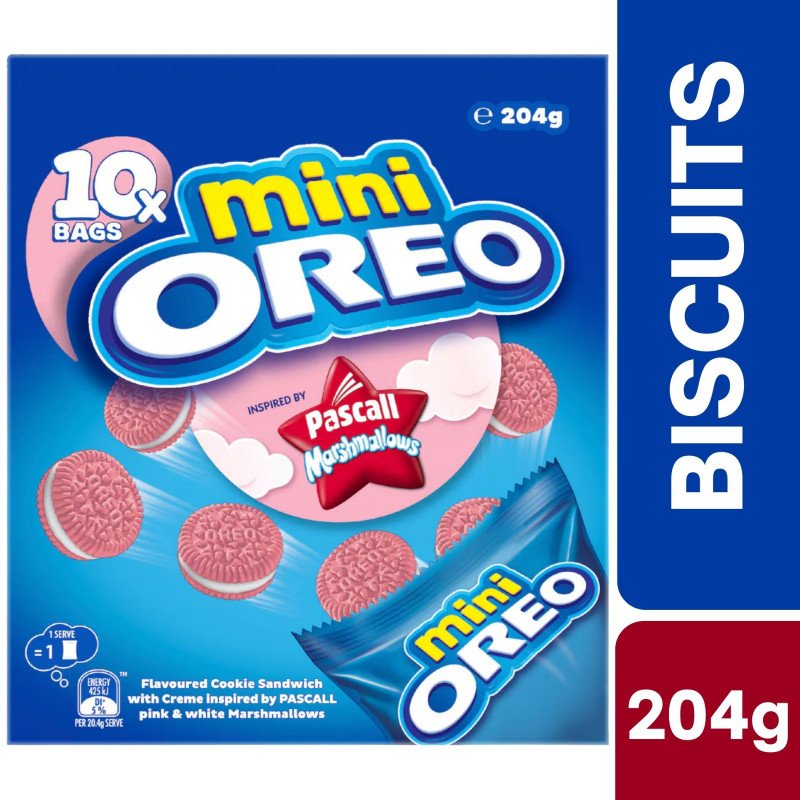 [Expiry Date: 10/03/2027] Oreo Mini Cookies Pascall Marshmallows Bags 10 Pack 204g