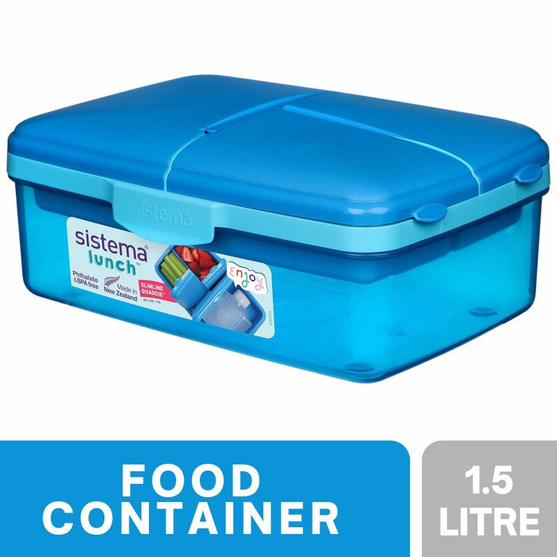 Sistema Lunch Slimline Quaddie Food Container 1.5 Litre (Blue)