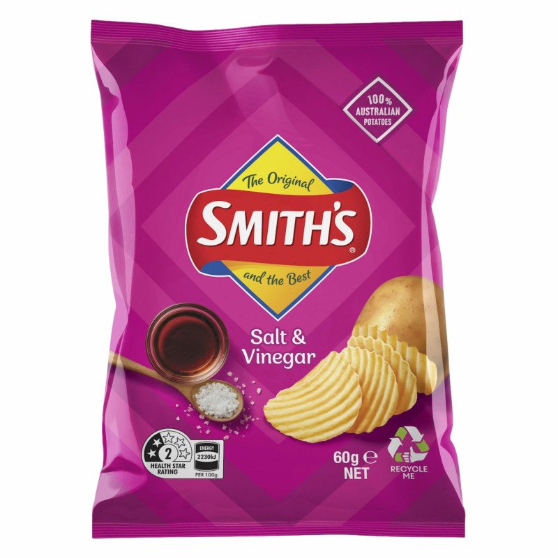 [CLEARANCE Expiry Date: 30/08/2026] Smith's Crinkle Cut Chips Salt & Vinegar 60g
