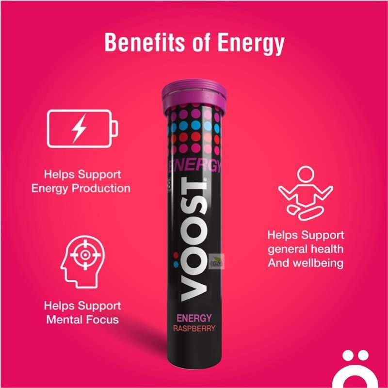 [CLEARANCE Expiry: 10/2024] Voost Energy Effervescent Raspberry 20 Tablets