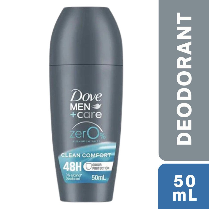 Dove Men+ Care Zer0% Aluminum Clean Comfort Deodorant Roll On 50mL