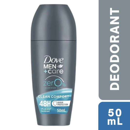Dove Men+ Care Zer0% Aluminum Clean Comfort Deodorant Roll On 50mL