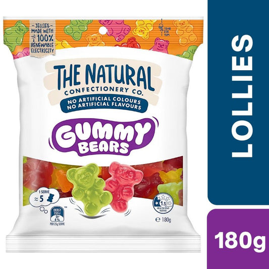 [Expiry Date: 01/07/2027] The Natural Confectionery Co. Gummy Bears Lollies 180g