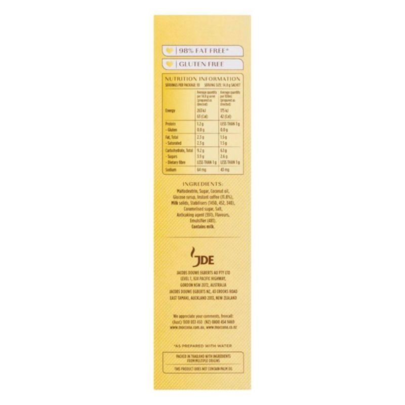 [Expiry Date: 13/07/2027] Moccona Cafe Classics Latte Coffee 10 Sachets