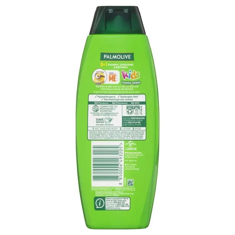 Palmolive Kids Bluey 3 in 1 Happy Apple Shampoo, Conditioner & Bodywash 350mL