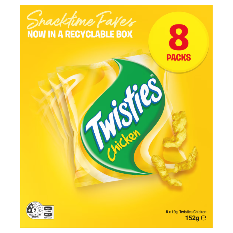 [CLEARANCE Expiry: 29/11/26] Twisties Chicken 19g x 8 Pack