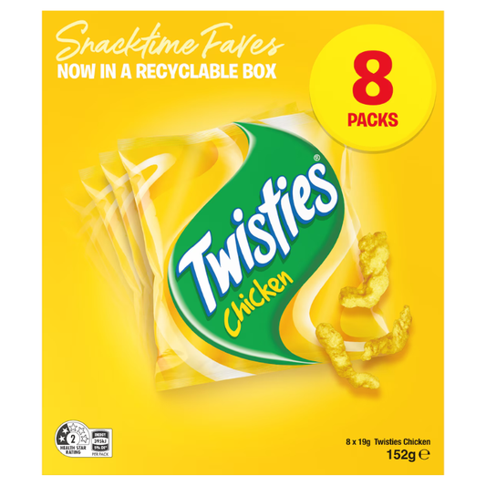 [CLEARANCE Expiry: 29/11/26] Twisties Chicken 19g x 8 Pack