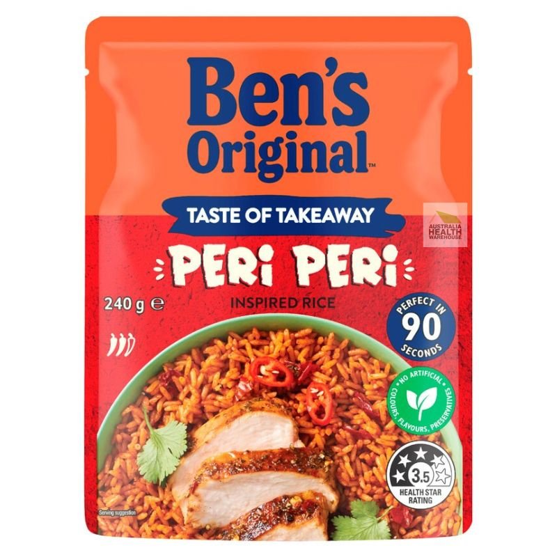 [Expiry: 21/12/2026] Ben's Original Taste of Takeaway Peri Peri Rice Microwave Rice Pouch 240g|Oz Mart